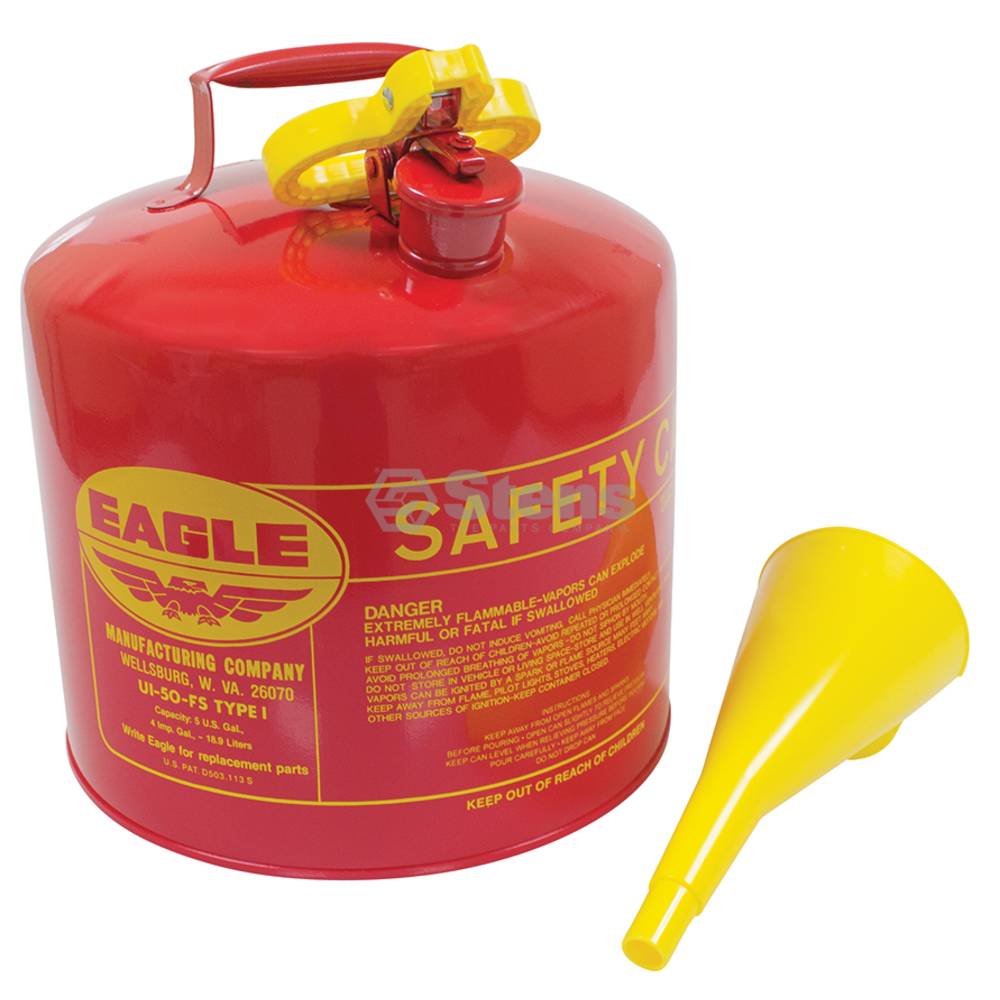 765-188 Eagle Metal Safety 5 Gallon Fuel Can with funnel